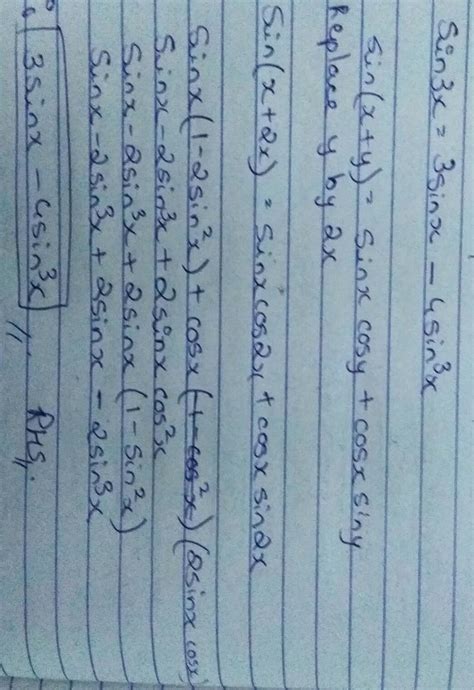 prove that sin 3x is equal to 3 sin x - 4 sin square x - Brainly.in