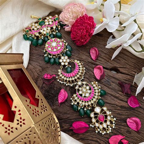 Designer Jadau Kundan Bridal Jada Billai -Pearl-Green Bead-J2320 ...