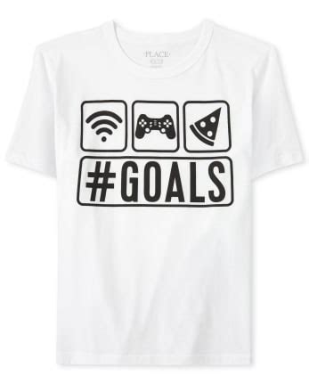 Boys Short Sleeve 'Hashtag Goals' Pizza Wifi And Video Games Graphic ...