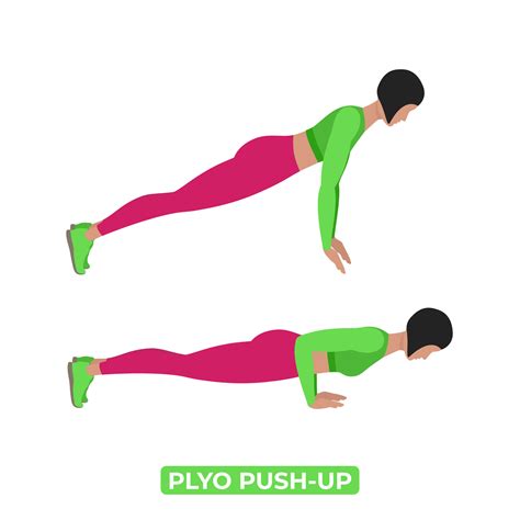 Vector Woman Doing Plyo Push Up. Bodyweight Fitness Chest Workout ...