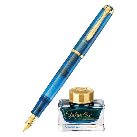 Pelikan M200 and Edelstein Ink Set - Golden Lapis (Special Edition ...