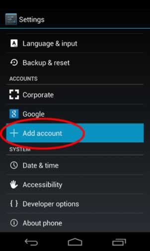 Image result for Add Account 365 Android