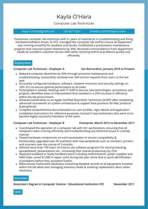 Image result for Computer Lab Assistint Resume