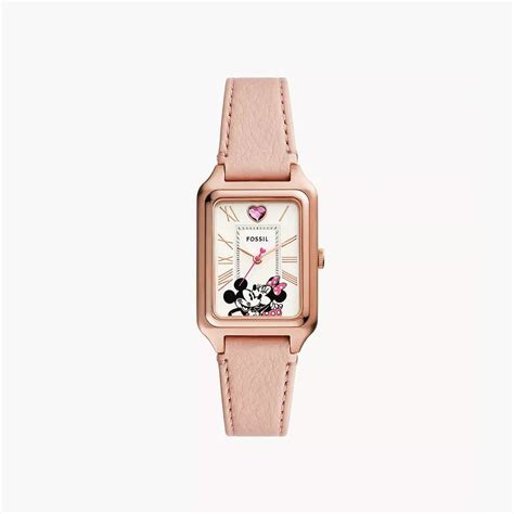 Fossil Disney Fossil Limited Edition Three-Hand Blush Leather Watch ...