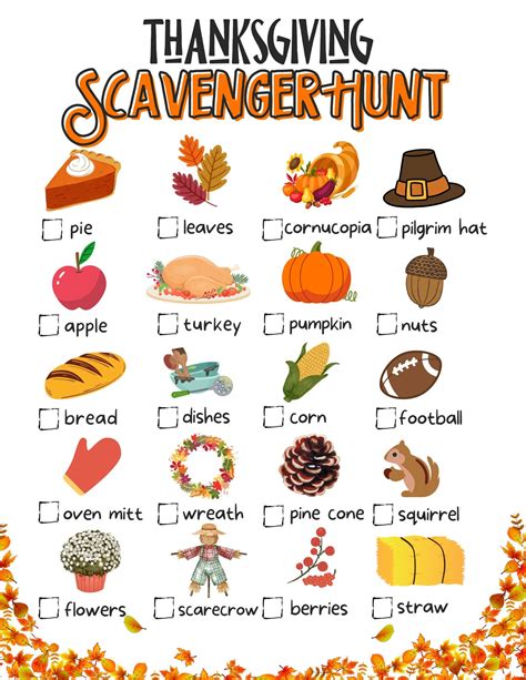 Thanksgiving scavenger hunt for kids printable thanksgiving etsy – Artofit