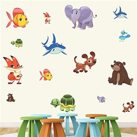 StickMe Beautiful Animals Bird Fish Wall Sticker Set of 8 - Self ...