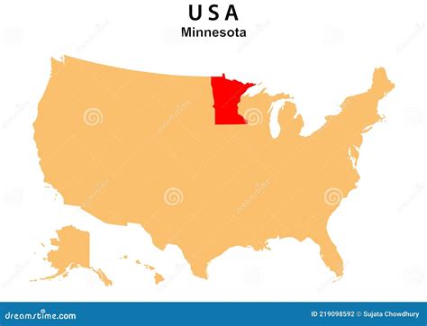 Minnesota State Map Highlighted On USA Map. Minnesota Map On United State Of America Vector ...