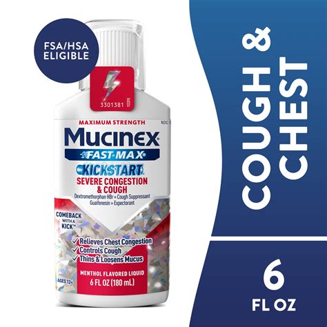 Mucinex Fast-Max Severe Congestion and Cough Liquid for Ages 12 Plus ...