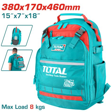 Total Heavy-Duty Tool Backpack Bag– 1680D Oxford, 8kg Load- THBP02025