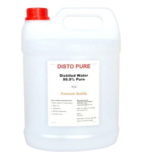 Disto Pure™ - Distilled Water 99.9% pure (5 Liter) Water for Battery ...