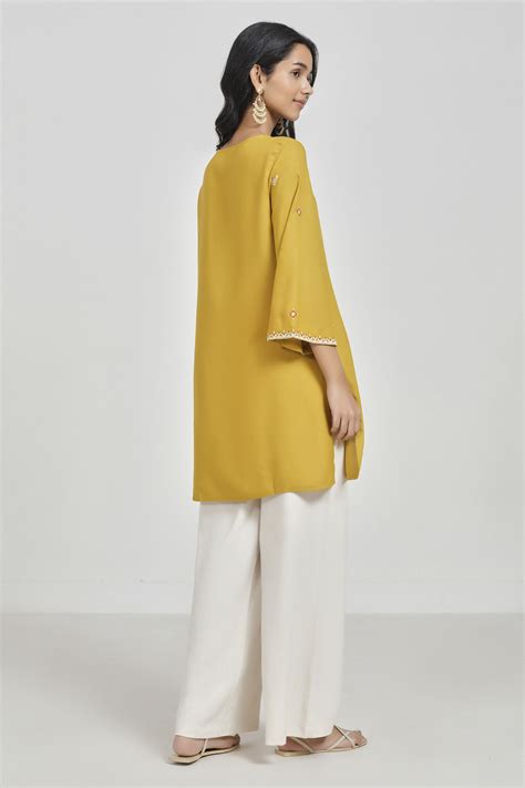 Buy Mustard Embroidered Tunic Online In India at Global Desi S26S51TU ...