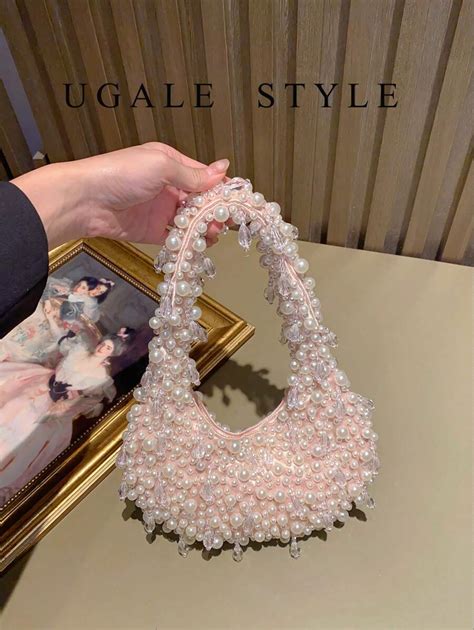 Valentine's Day Oval Shaped Crochet Flower Bag Women's Evening Clutches ...