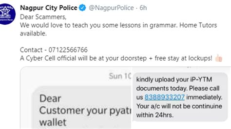 Nagpur Police offers grammar lessons to scammers in hilarious tweet ...