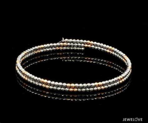 Jewelove™ Bangles & Bracelets Single Japanese 2-row Platinum & Rose ...