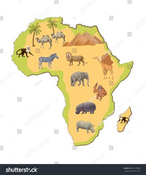 Africa Map With Animals Africa Map Animal Print Background Vector