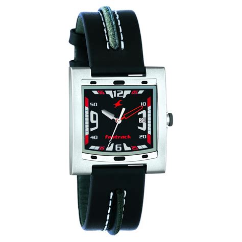 Buy Online Fastrack Quartz Analog Black Dial Leather Strap Watch for ...