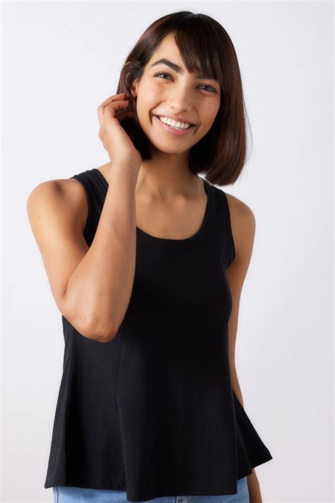 Women's Tank Top | Pima Flared Tank Top Carbon Black