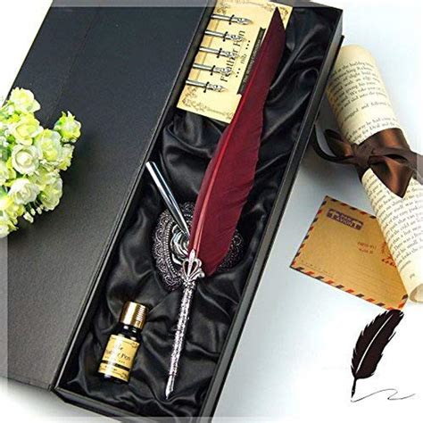 ECVISION Antique Feather Pen Set Metal Nibbed Calligraphy Pen Set ...