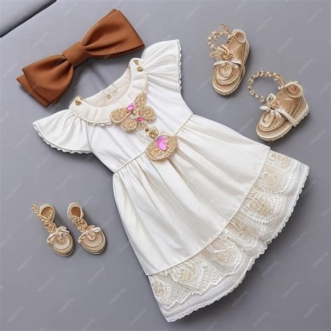 Premium Photo | A babys white dress with a bow on it is shown