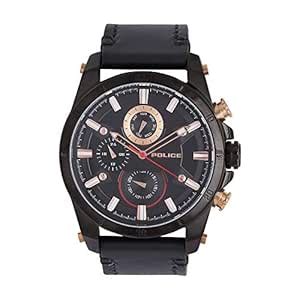Police Mens Multi-Function Leather Watch - PL15389JBB02W (Black_Free ...