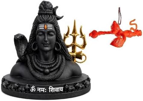 Combo of Resin Black Shiv Trishul Idol and HanumanHang for Car ...