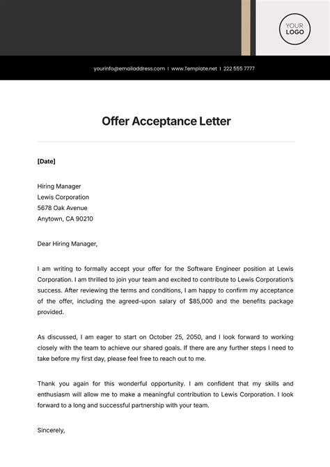 Offer Letter Acceptance Email 的图像结果