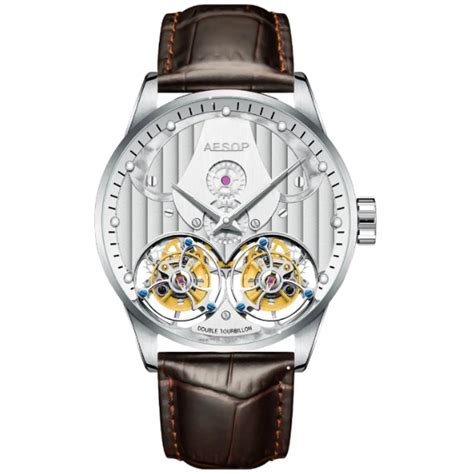 Aesop Double Tourbillon Men Watch Flying Tourbillon Sapphire Crystal W ...