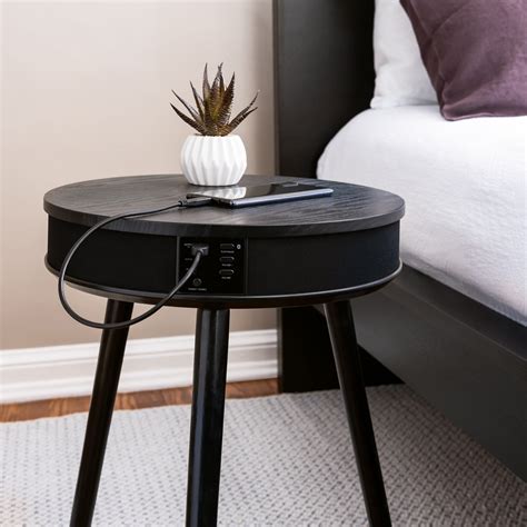 Buy DecorTech Round End Table with Bluetooth Speaker and USB Charging ...