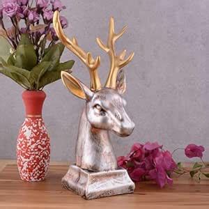 Buy RAS Deco Resin Deer Head Showpiece Animal Figurine for Table Top ...