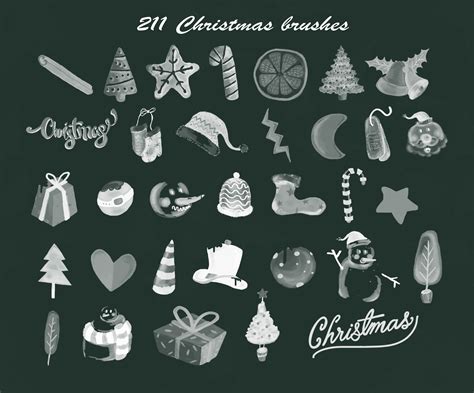 Photoshop Christmas Brushes, Photoshop Xmas Stamps, Holiday, Winter ...