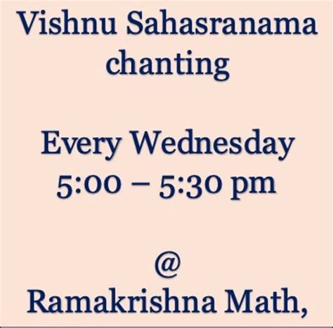 Vishnu Sahasranama chanting, 113, Swami Vivekananda Road, Ulsoor ...