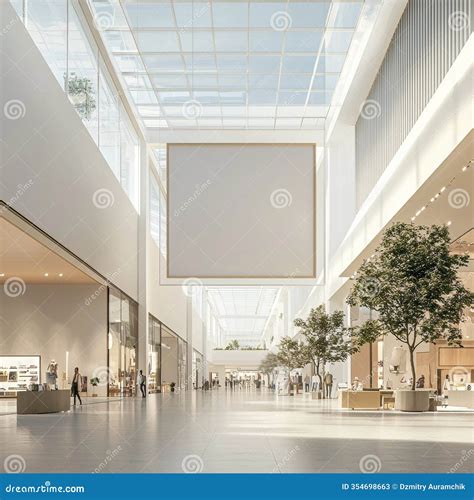 Contemporary Shopping Mall with a Skylight and Plants. Stock Image ...