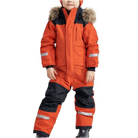 Kids Waterproof Snowsuit Boys Girls One Piece Zip Up Hooded Coveralls ...