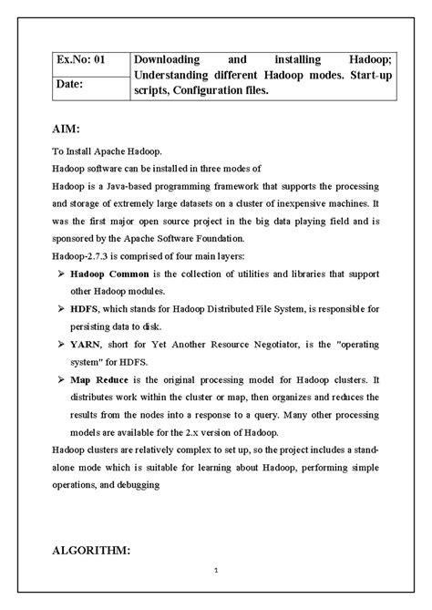 **BDA 01: Hadoop Installation and Basic Operations Guide** - Studocu