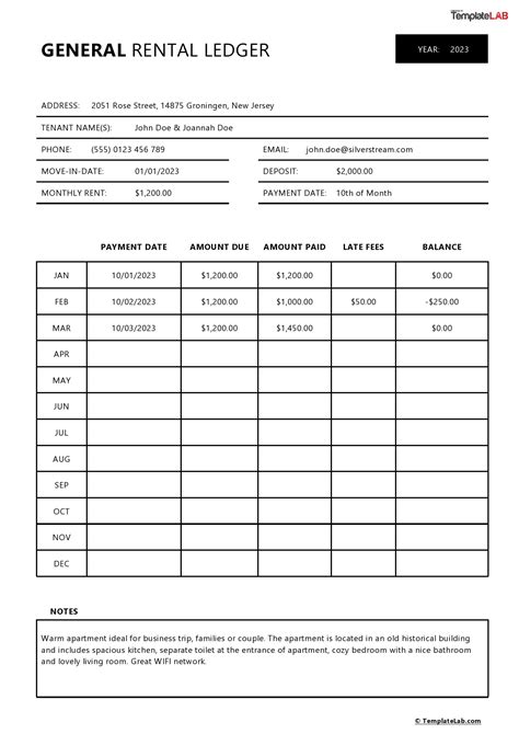 39 Printable Rental Ledger Templates (Lease Ledger)