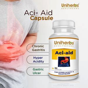 Uniherbs Aci Aid Capsule For Acidity Gas Relief,Hyper Acidity, Gastric ...