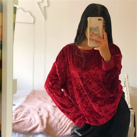 gorgeous Zara crushed velvet red crewneck sweatshirt... - Depop