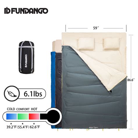 FUNDANGO Two Person Sleeping Bag for Camping Queen Size Lightweight ...