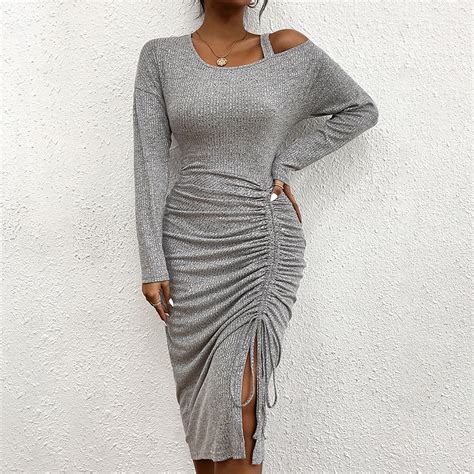 Women's Fashion Solid Color Knitted Dress