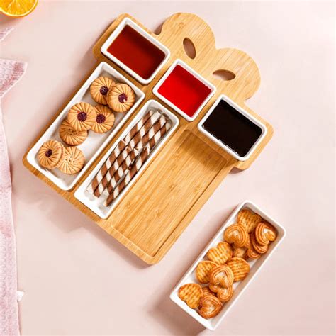 Set Of 6 White Ceramic Gift Box Serving Platter Online - Premium ...