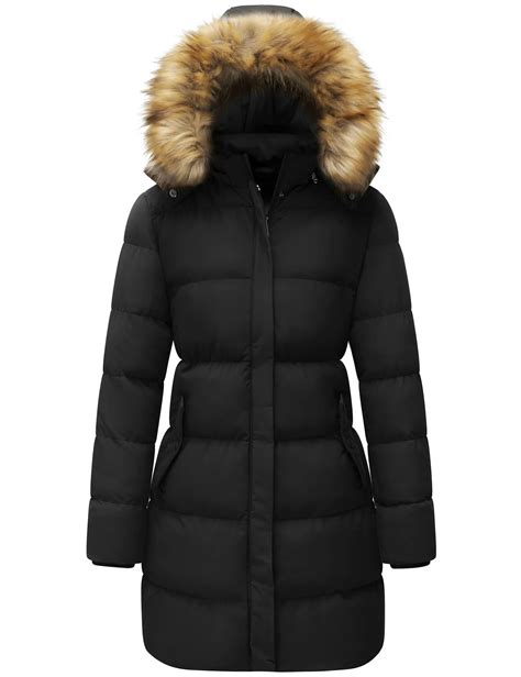 WenVen Women's Slimming Long Winter Puffer Jacket with Detachable Hood ...