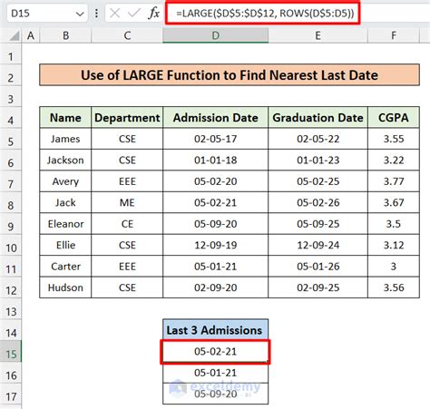 Image result for Using Large Function in Excel