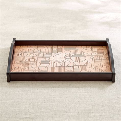 Buy Zenith Lineart Wooden Geometric Print Serving Tray - 40x26x6cm from ...