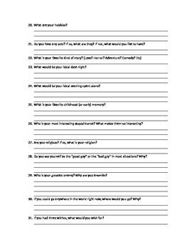 Interview Worksheet for Creative Writing 的图像结果