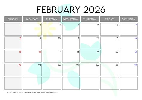 February 2026 Calendar with US Holidays - Printable PDF's