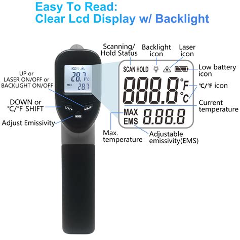 Snapklik.com : Hito Infrared Thermometer Gun Laser Temperature Gun -58F To 1112F