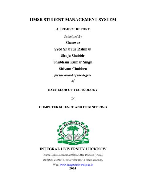 Iimsr Student Management System A Projec - IIMSR STUDENT MANAGEMENT ...