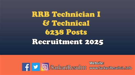 RRB Technician I & Technical Recruitment 2025 Apply For 6238 Posts