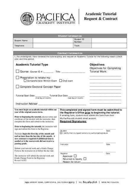 Fillable Online Extended Academic Tutorial Request & Contract Fax Email ...