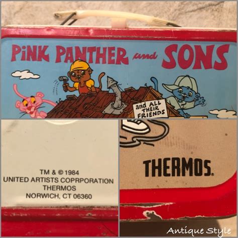 1984 PINK PANTHER & Sons ピンクパンサー サーモス ヴィンテージ ランチボックス THERMOS ブリキ製 アメリカ ...